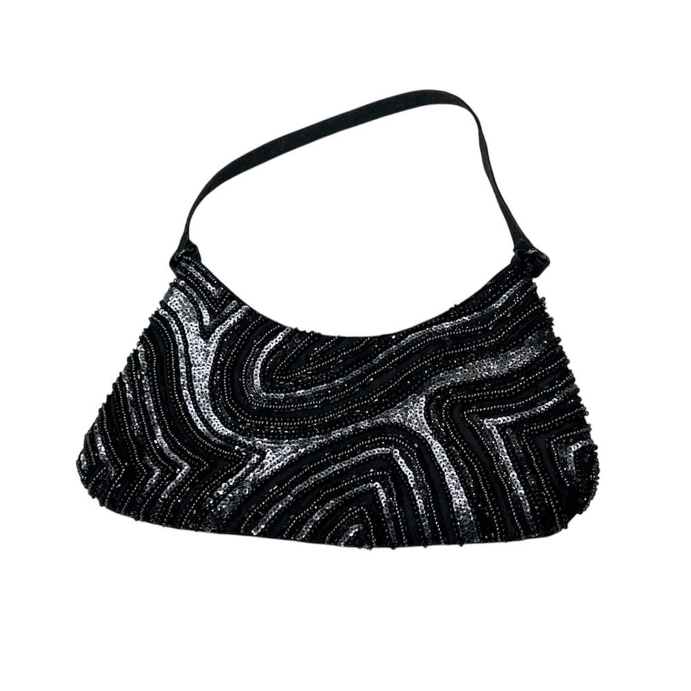 Hillard & Hansen Elegant Black and Silver sequin Women's mini Bag